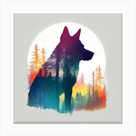 Silhouette of wolf Canvas Print
