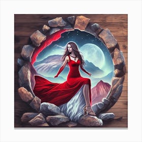 Woman In Red Dress Canvas Print