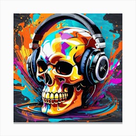 Skull With Headphones 29 Canvas Print