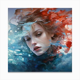 Woman With Blue And Red Hair Canvas Print