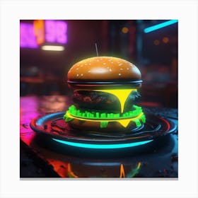 Neon Burger 4 Canvas Print