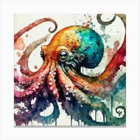 Octopus Watercolor Canvas Print