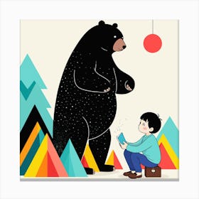 Bear And Boy 7 Canvas Print