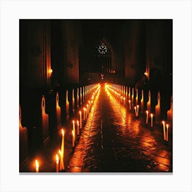 Lit Candles In A Church 1 Canvas Print