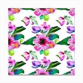 Watercolor Floral Pattern 2 Canvas Print