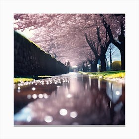 Cherry Blossom Trees after the Rain Canvas Print