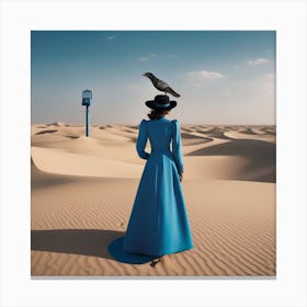 Blue Dress In The Desert Canvas Print