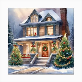 Christmas House Painting 1 Canvas Print