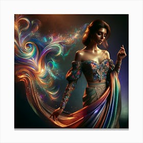 Beautiful Woman In Colorful Sari Canvas Print
