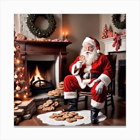 Santa Claus Eating Cookies 14 Canvas Print