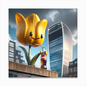 Tulip Drinking Cola On A Skyscraper Canvas Print