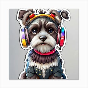 Dog With Headphones Canvas Print