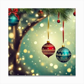 Christmas Tree With Ornaments Canvas Print