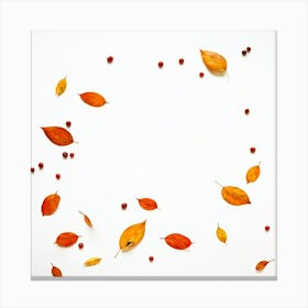 Autumn Artwork Showcasing Minimalist Design Featuring An Inventive Spread Of Leaves And Berries Sca (5) Canvas Print