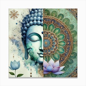 Buddha And Lotus 3 Canvas Print