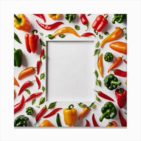 Colorful Peppers On White Background 1 Canvas Print