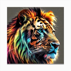 Rainbow Vintage Lion Canvas Print