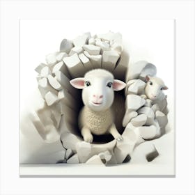 Sheep In A Hole 1 Canvas Print