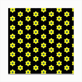 Pattern Yellow Stars Black Background 1 Canvas Print