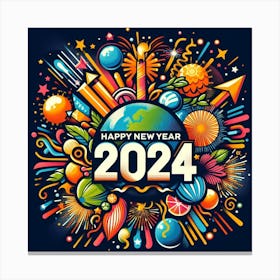Happy New Year 2024 Canvas Print
