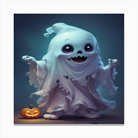 Ghost With Pumpkin Canvas Print