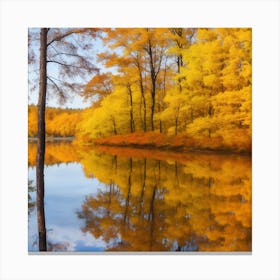 Lake In The Autumn Forest Canvas Print