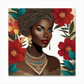 African Woman With Flowers 1 Canvas Print