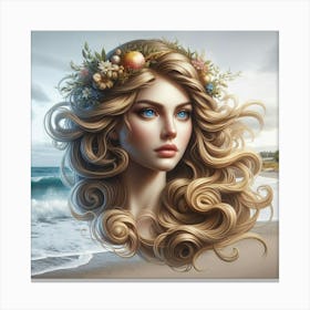 Beautiful Girl By The Sea Canvas Print