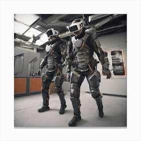 Two Robots In A Factory Canvas Print