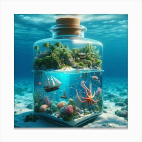 Octopus In A Bottle Canvas Print