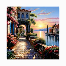 Sunset In The Garden Canvas Print