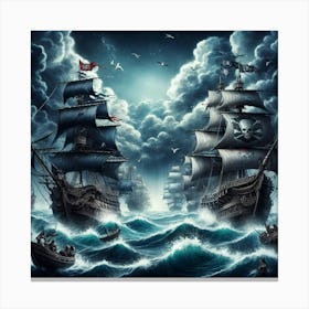 Pirate Ships In The Sea 2 Canvas Print