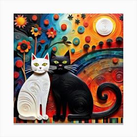 Black And White Cats Canvas Print