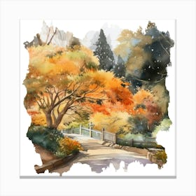 Watercolor Of Autumn Trees 5 Canvas Print