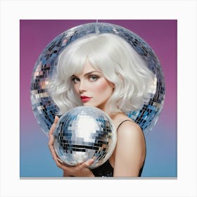 Woman With White Hair Holding A Disco Ball Art Print 3 Canvas Print