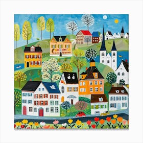 Kids Travel Illustration Zurich 4 Canvas Print