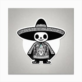 Mexican Sombrero And Pancho Sticker 2d Cute Fantasy Dreamy Vector Illustration 2d Flat Center (37) Canvas Print
