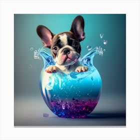 French Bulldog In Water Canvas Print