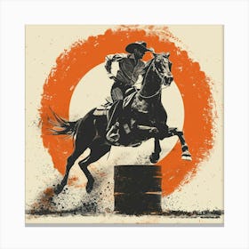 Cowboy Jumping Barrel 1 Canvas Print