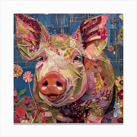 Patchwork Quilted Pig 1 Canvas Print