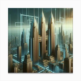 Towering art deco skyscrapers Canvas Print