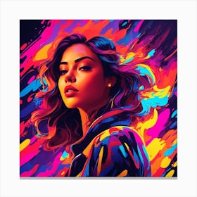Girl With Colorful Paint Canvas Print