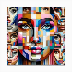 Colorful Women Face Painting Canvas Print