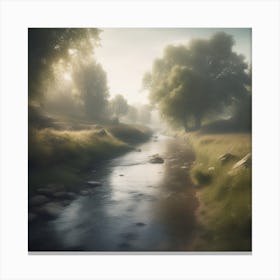 Stream In The Mist Canvas Print