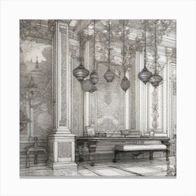 Drawing Of A Room Canvas Print
