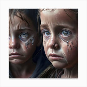 Two Crying Children Canvas Print