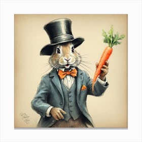 Rabbit In Top Hat 5 Canvas Print