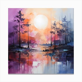 Sunset In The Forest Canvas Print