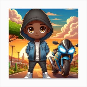 Boy On A Motorcycle 1 Canvas Print