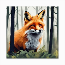 Fox In The Woods 3 Canvas Print